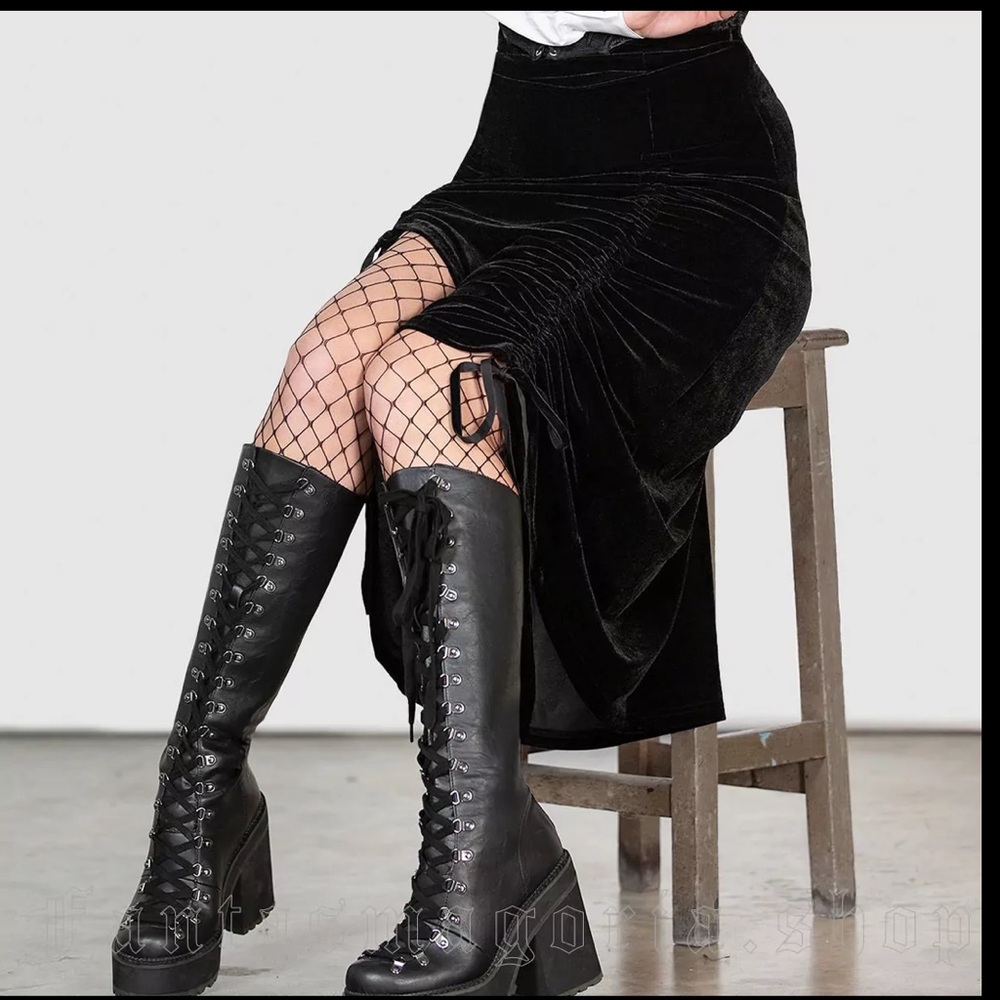 Killstar Daldina Velvet High-Low Midi Skirt S NWOT